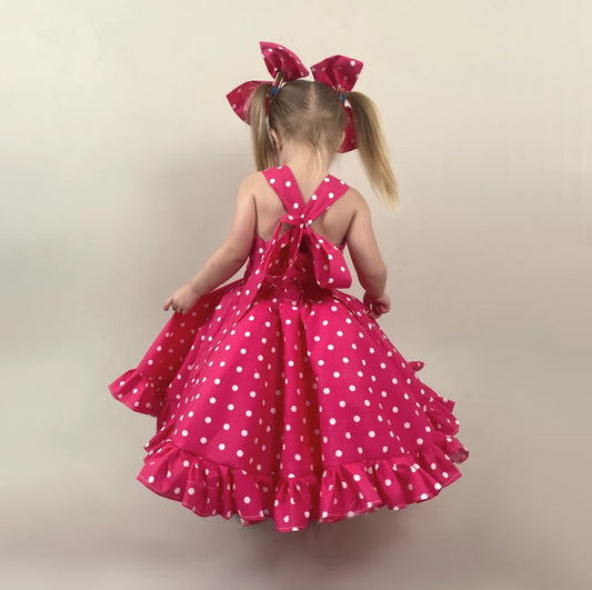 Pink Polka Dot Twirl Dress