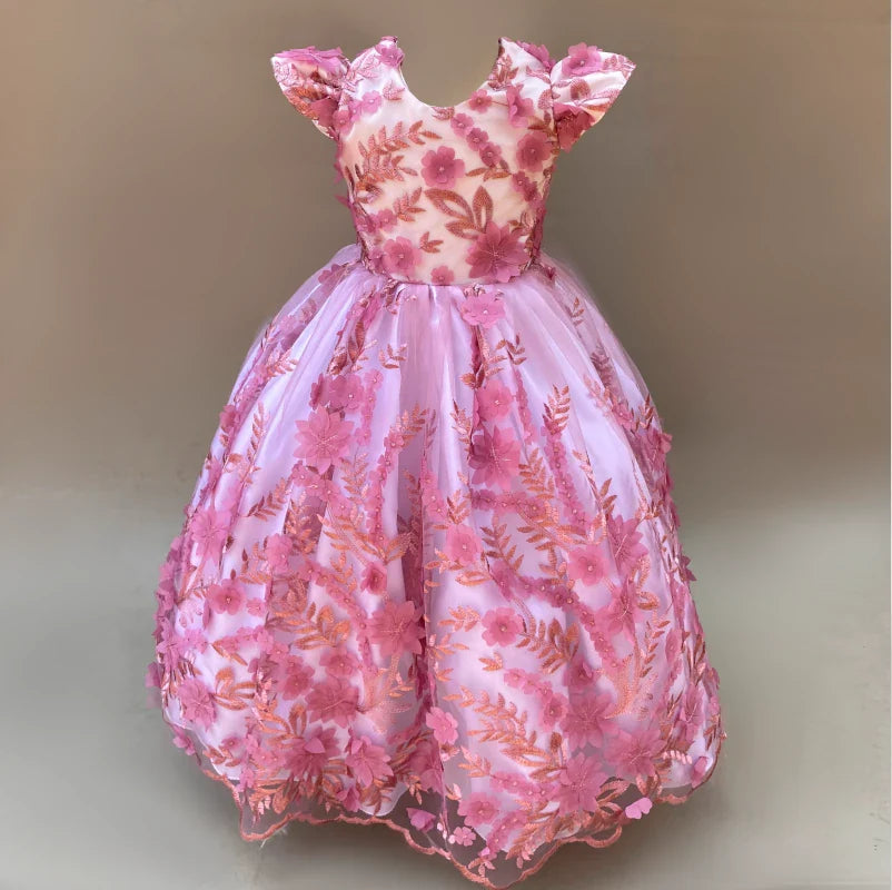 Malia pink 3D floral gown