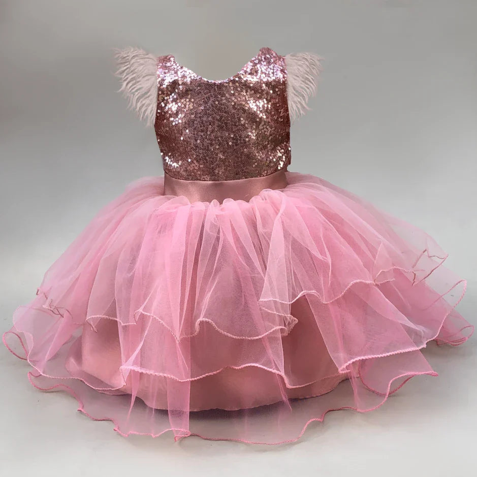 Alexandra Ruffled Tulle And Feather Dress