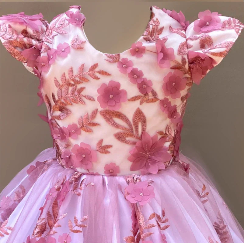 Malia pink 3D floral gown