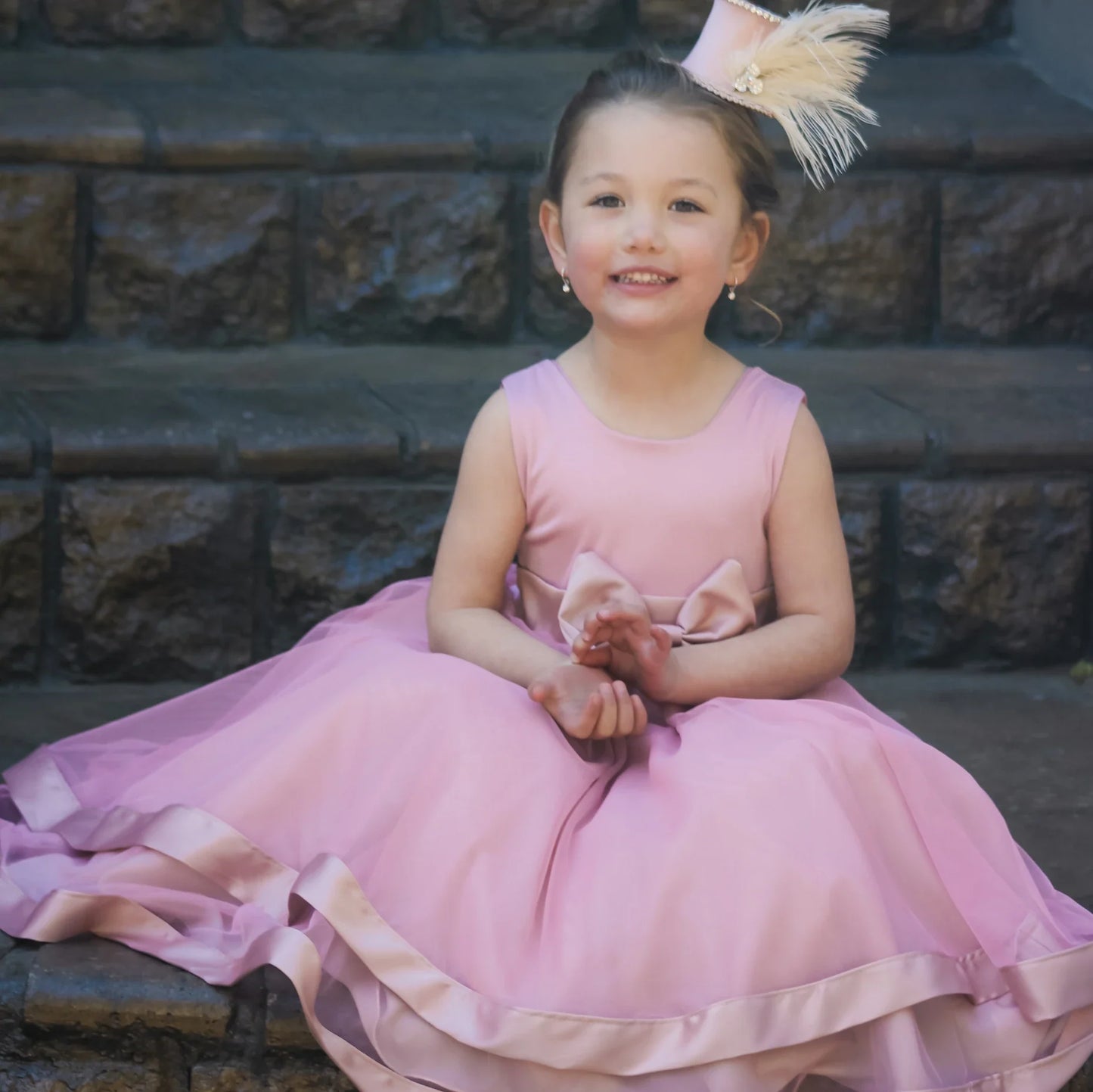 Amelia blush pink twirl dress