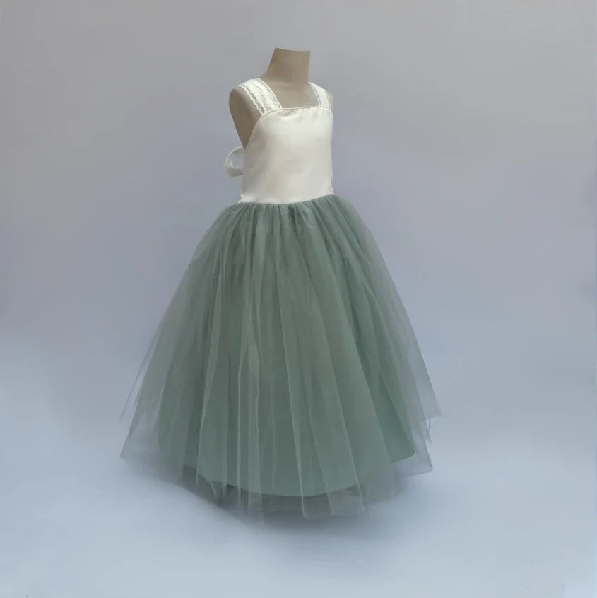 Ashanti sage and ivory tulle dress