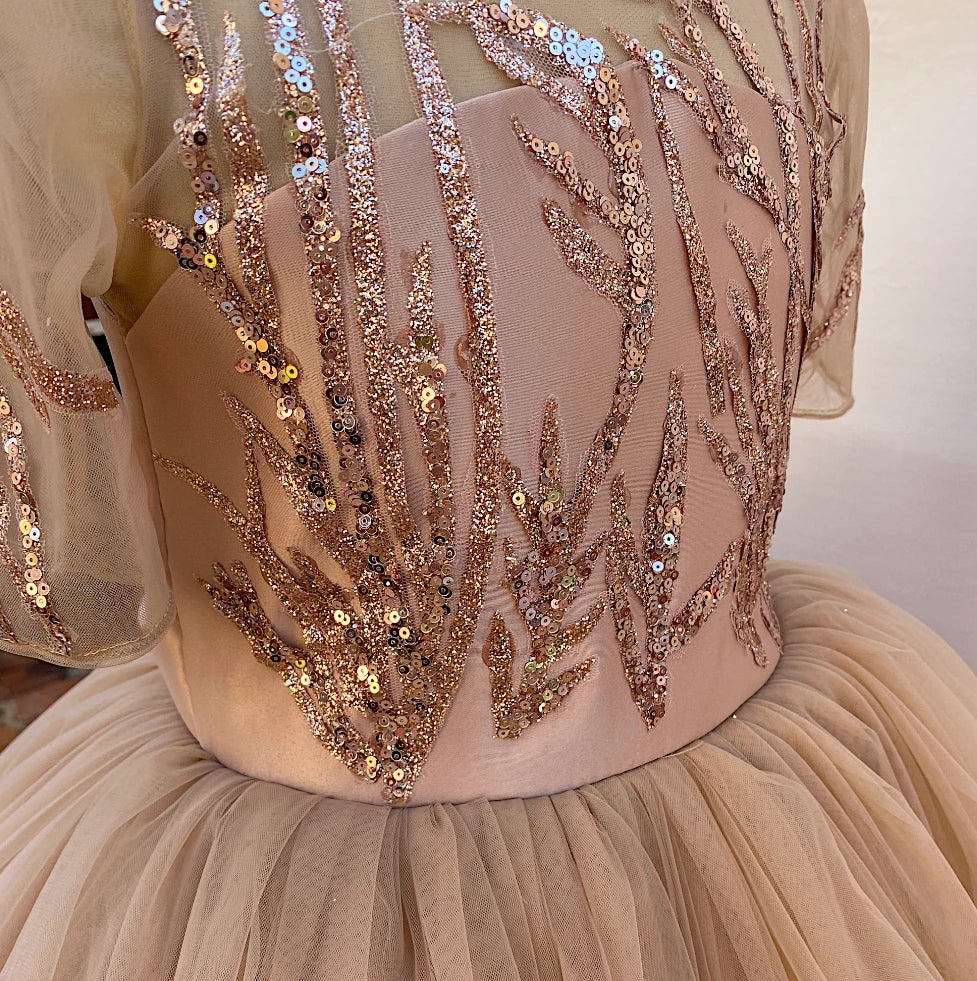 Dahlia Rose Gold Shimmer Dress