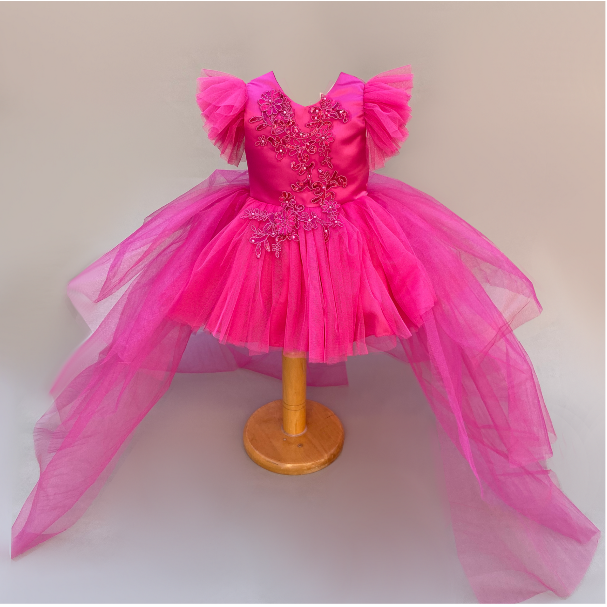 Harmony flamingo pink tutu with train