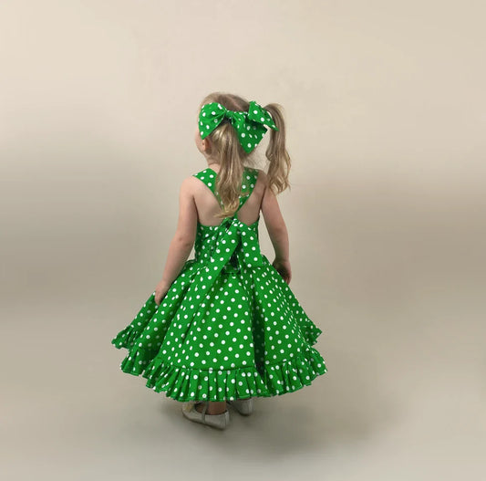 Green Polka Dot Twirl Dress